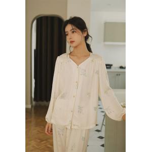 Beads Buttons Printed Long Loungewear Sets