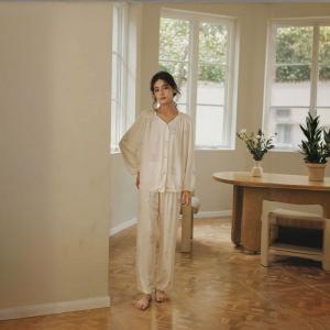 Beads Buttons Printed Long Loungewear Sets