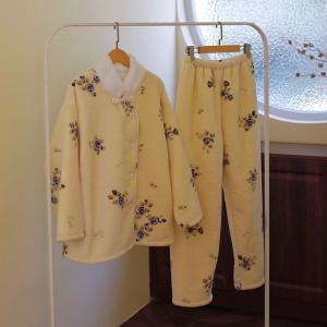 Cheongsam Collar Winter Fleeced Elegant Nightgowns Sets