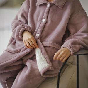 Fleeced Lined Polo Neck Winter Oversized Pajamas Sets