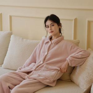 Fleeced Lined Polo Neck Winter Oversized Pajamas Sets