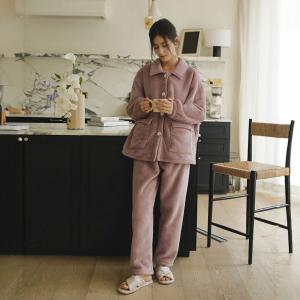 Fleeced Lined Polo Neck Winter Oversized Pajamas Sets