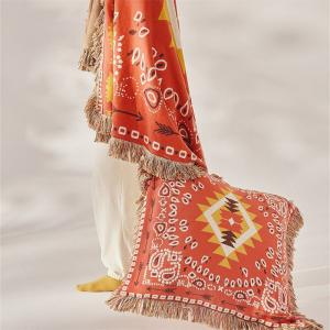 Boho Style Totem Patterned Tassel Camping Blanket