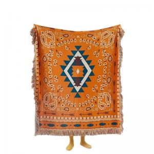 Boho Style Totem Patterned Tassel Camping Blanket
