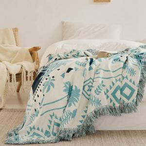 Boho Style Totem Patterned Tassel Camping Blanket