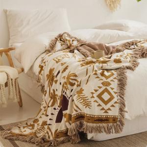 Boho Style Totem Patterned Tassel Camping Blanket