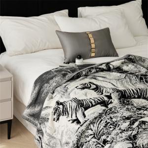 Animals Patterned Black Knitted Blanket Throw