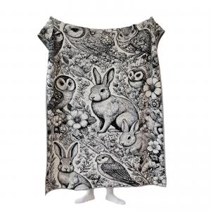 Animals Patterned Black Knitted Blanket Throw