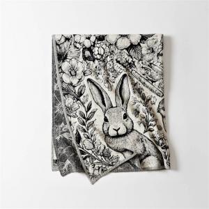 Animals Patterned Black Knitted Blanket Throw