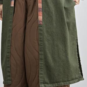 Plaid Patchwork Cotton Linen H-Shaped Coat
