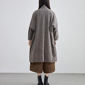 Green Patchwork Gray Quilted Linen Coat