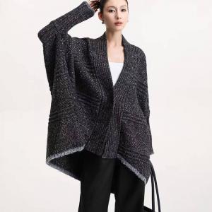 Dark Gray Asymmetrical Bat Sleeves Cardigan