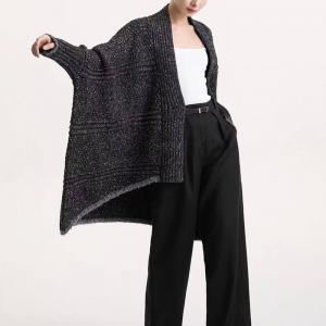 Dark Gray Asymmetrical Bat Sleeves Cardigan