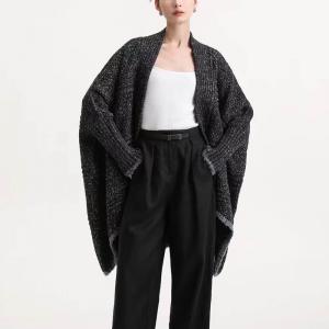 Dark Gray Asymmetrical Bat Sleeves Cardigan