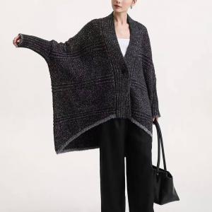 Dark Gray Asymmetrical Bat Sleeves Cardigan