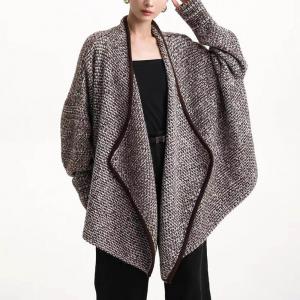 Waterfall Collar Knitted Designer Wrap Coat