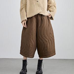 Winter Quilted Wide Leg Cropped Pants