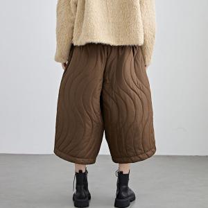 Winter Quilted Wide Leg Cropped Pants