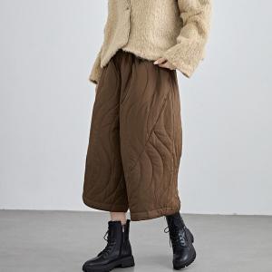 Winter Quilted Wide Leg Cropped Pants