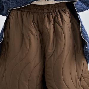 Winter Quilted Wide Leg Cropped Pants