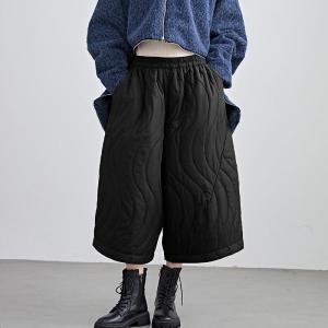 Winter Quilted Wide Leg Cropped Pants