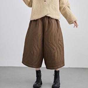 Winter Quilted Wide Leg Cropped Pants
