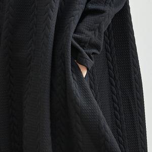 Zip Up Collar Black Cable Stitch Sweater Dress