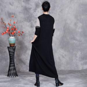 Black Contrast Loose Cashmere Knitted Dress