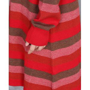 Christmas Style Cashmere Red Striped Tunic Sweater