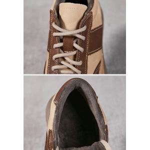 Bi-Colored Leather Fleeced Sports Sneakers