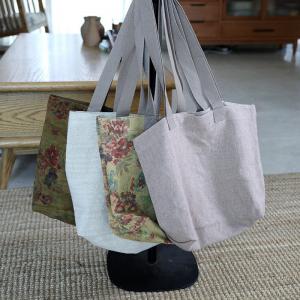 Rustic Style Linen Printed Tote Bag