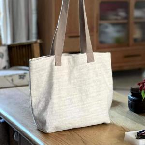 Rustic Style Linen Printed Tote Bag