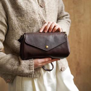 Classic Cowhide Leather Vintage Messenger Bag