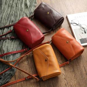 Classic Cowhide Leather Vintage Messenger Bag