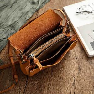 Classic Cowhide Leather Vintage Messenger Bag