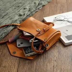 Classic Cowhide Leather Vintage Messenger Bag