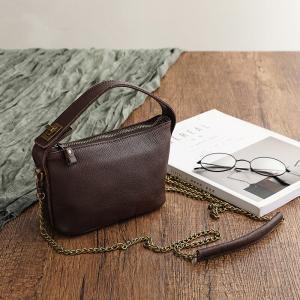 Versatile Metallic Straps Leather Handbag