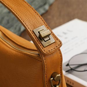 Versatile Metallic Straps Leather Handbag