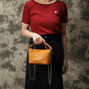Versatile Metallic Straps Leather Handbag