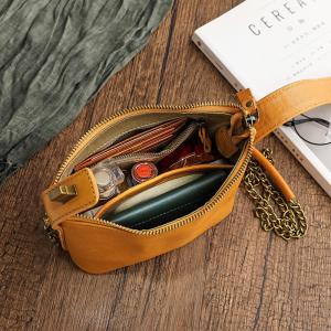 Versatile Metallic Straps Leather Handbag