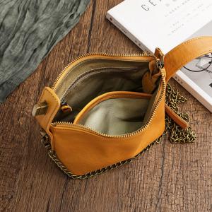 Versatile Metallic Straps Leather Handbag