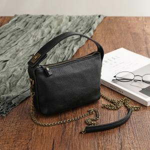 Versatile Metallic Straps Leather Handbag