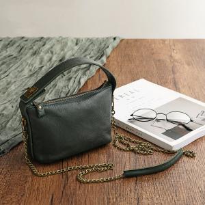 Versatile Metallic Straps Leather Handbag