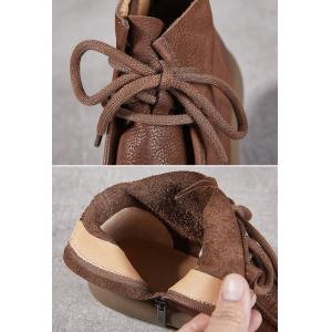 Low Heels Tied Leather Designer Boots