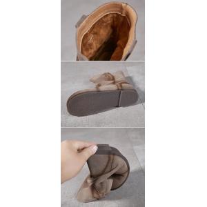 Boho Chic Suede Leather Midi Fleeced Cowboy Boots