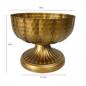 Vintage Bronze Metal Bowl Vase Rustic Decorative Planter for Home Hotel Event