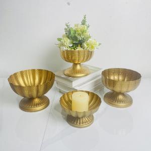 Vintage Bronze Metal Bowl Vase Rustic Decorative Planter for Home Hotel Event
