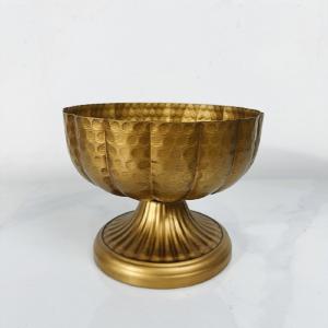 Vintage Bronze Metal Bowl Vase Rustic Decorative Planter for Home Hotel Event