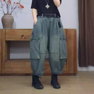 Pocket Decoration Plus Size Winter Harem Jeans
