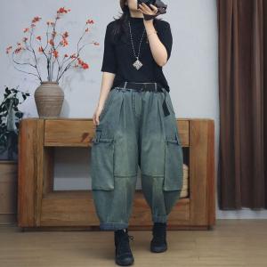 Pocket Decoration Plus Size Winter Harem Jeans